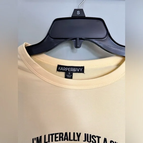 S NWT Harper & ivy literally just a girl yellow baby doll t shirt top y2k TikTok - Picture 2 of 5